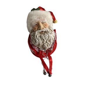 Vintage Christmas Santa Pincushion Ornament‎ Red Velvet No String 4.5"